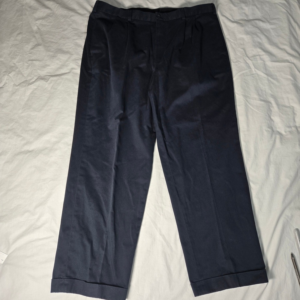 Brooks Brothers 346 Elliot Advantage Chino Pants Navy Blue Pleated Cuffed 40x30